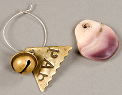 close up earrings made of brass and shell
