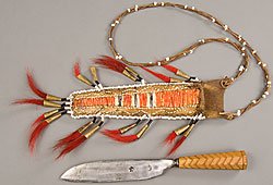 short knife with decorated sheath