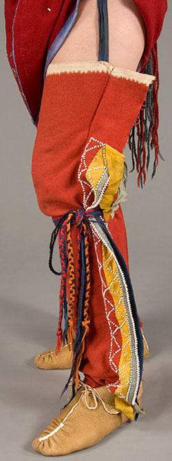 woolen leggings held up by woven garters