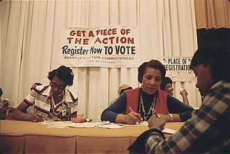 file:/activities/oralhistory/cappics/loving1945_register, alt: Ruth Loving working to register voters